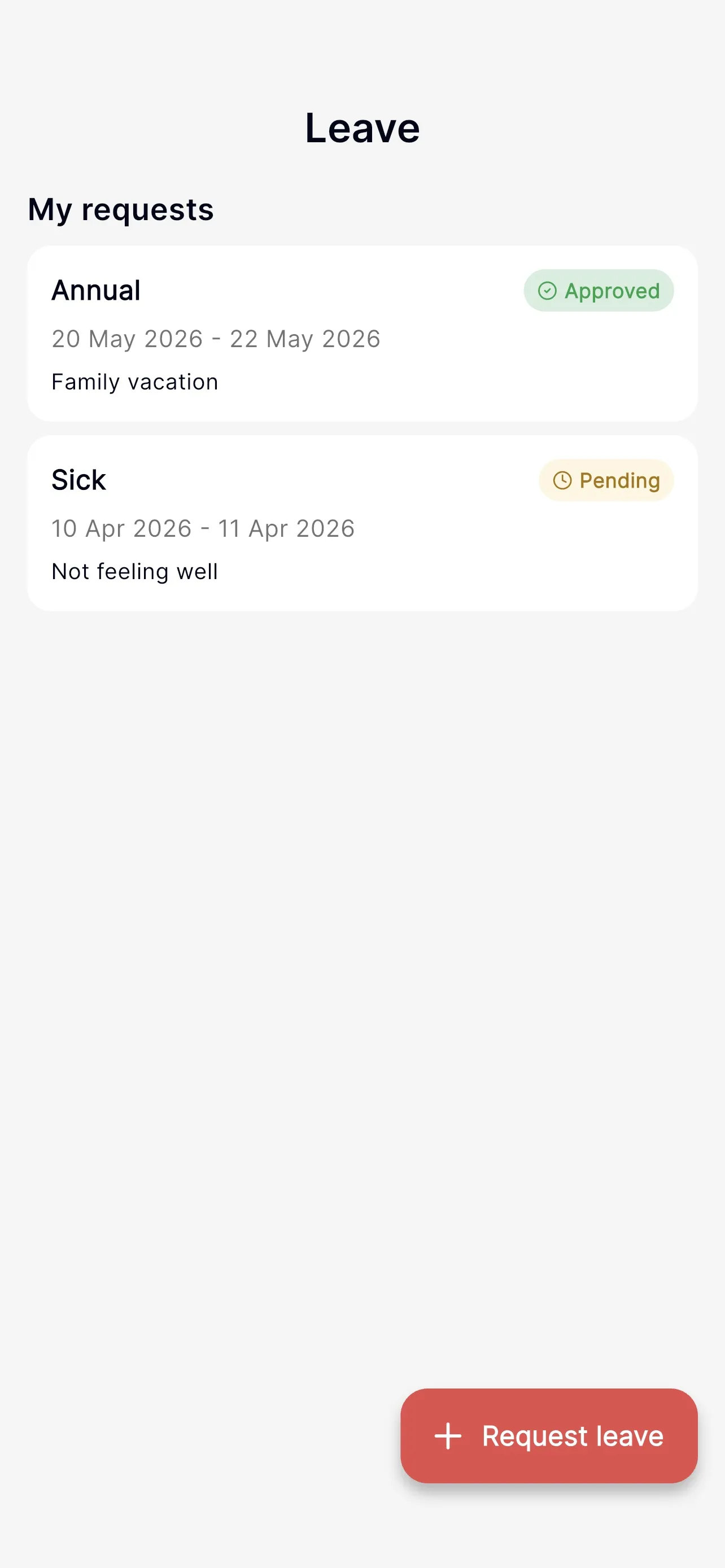 Leave list