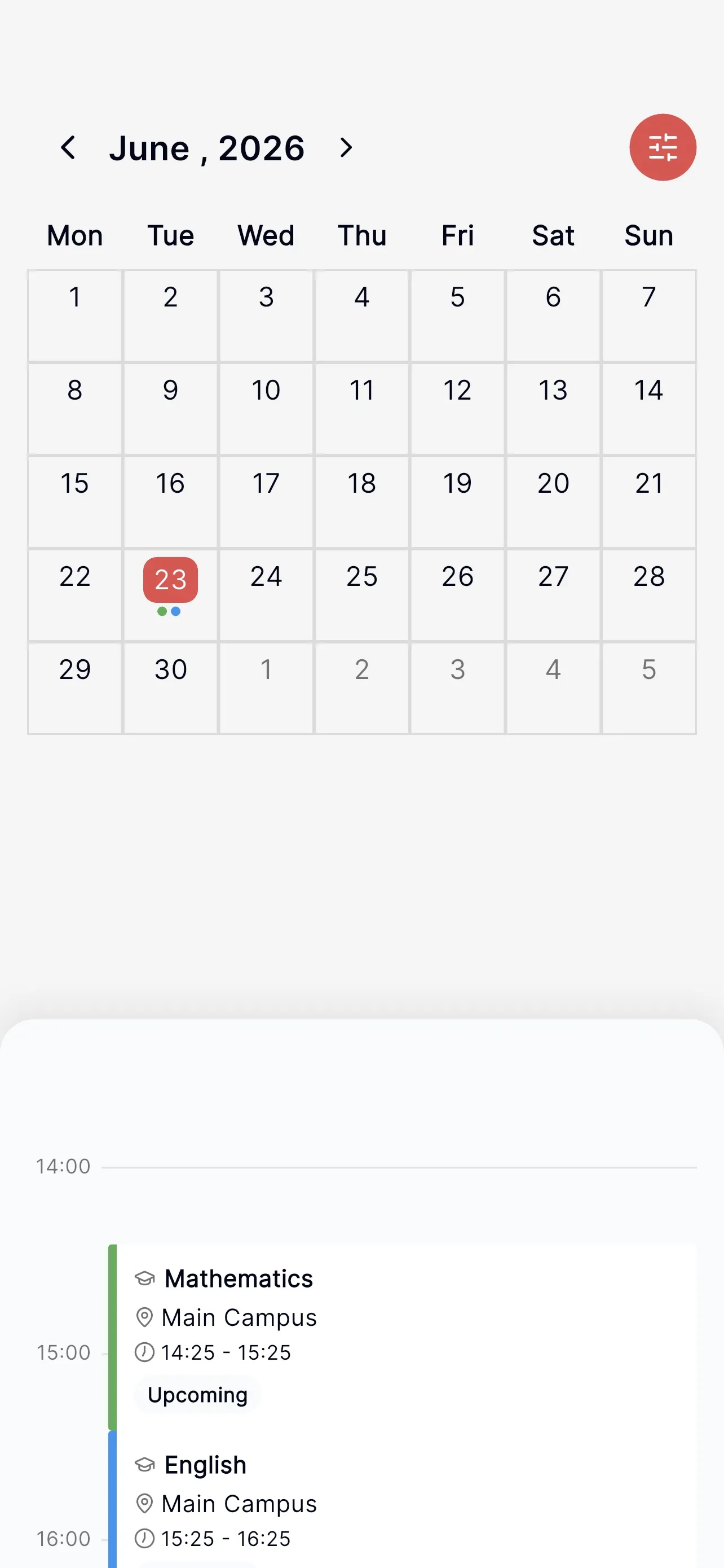Schedule calendar